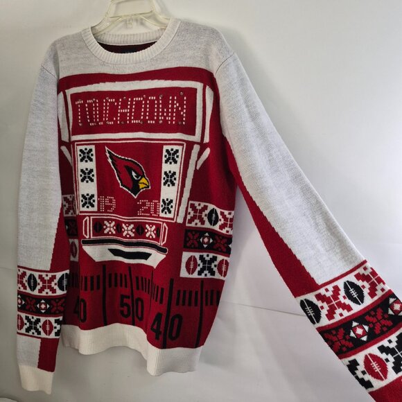 NFL Team Apparel Mens L Arizona Cardinals Light Up Long Sleeve Sweater Red White - Picture 4 of 17